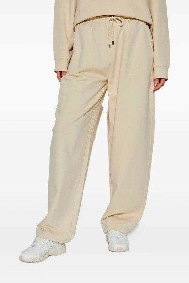 Sportmax Cream Cotton-Elastomultiester Blend Drawstring Jogger Trousers