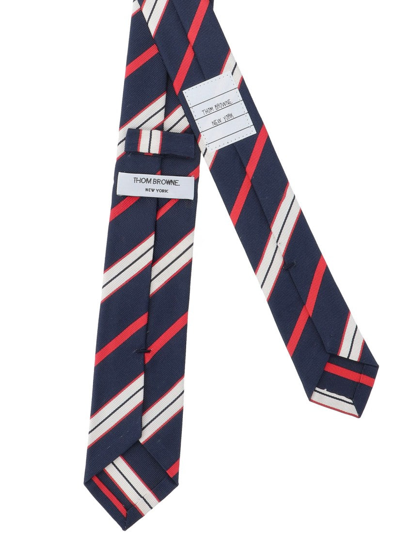 Thom Browne Striped Silk Tie – Blue
