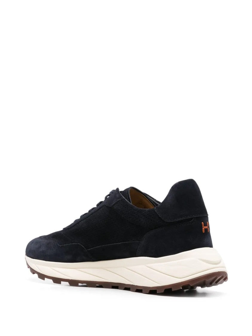 Henderson Perforated Suede Trainers With Contrasting Rubber Sole