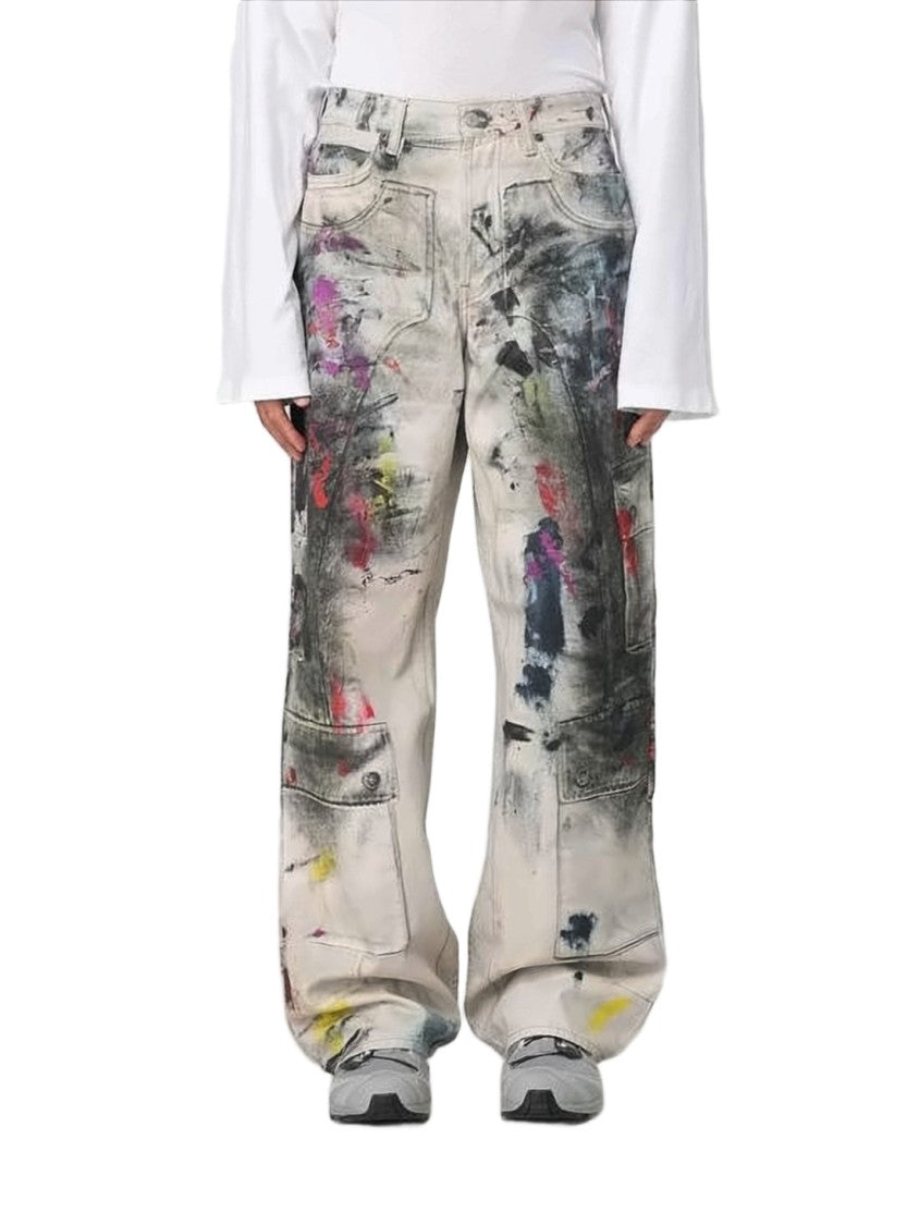 Acne Studios Paint-Splattered Loose-Fit Straight Pants With Multiple Pockets