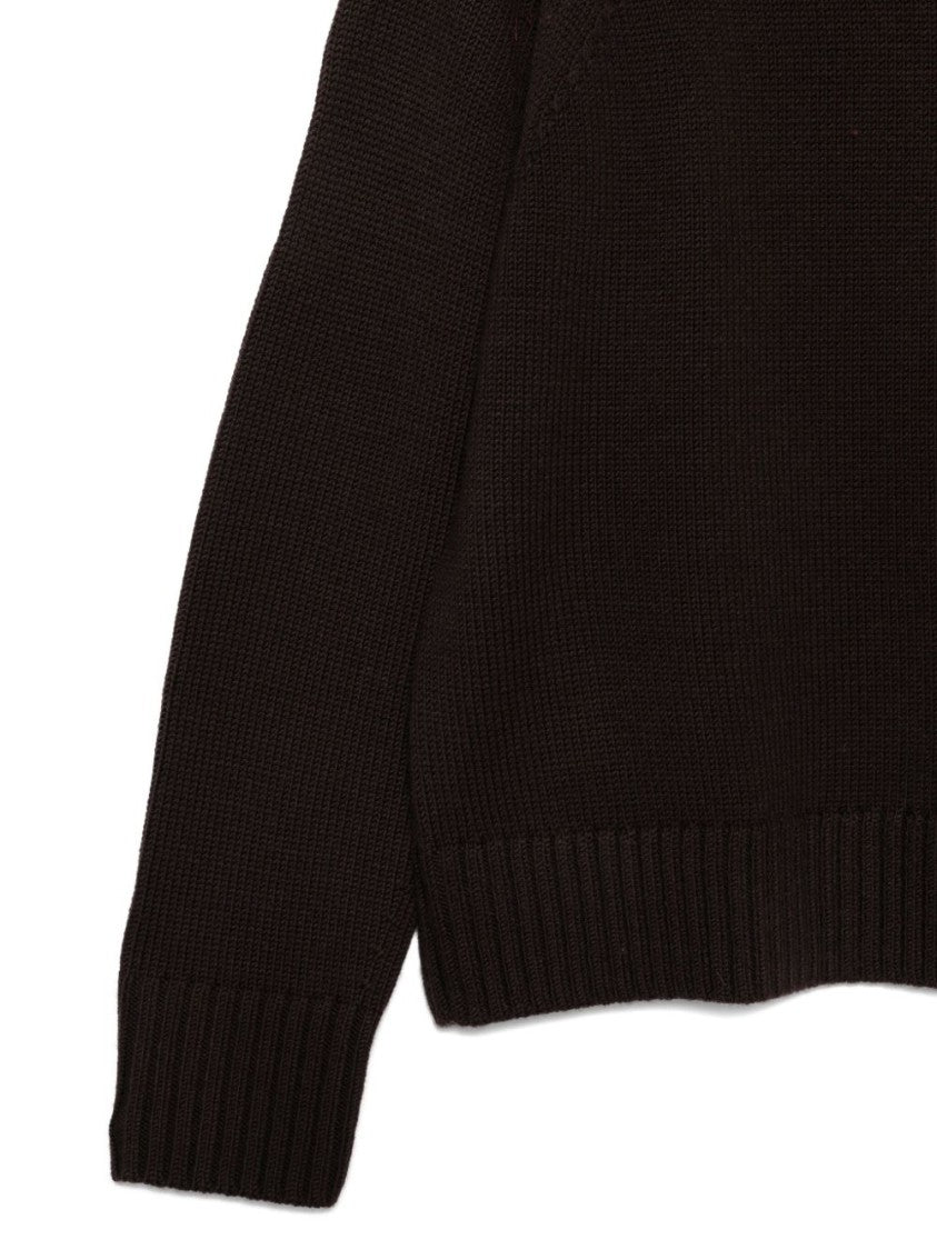 Michael Kors Brown Wool Sweater With High Ribbed Turtleneck