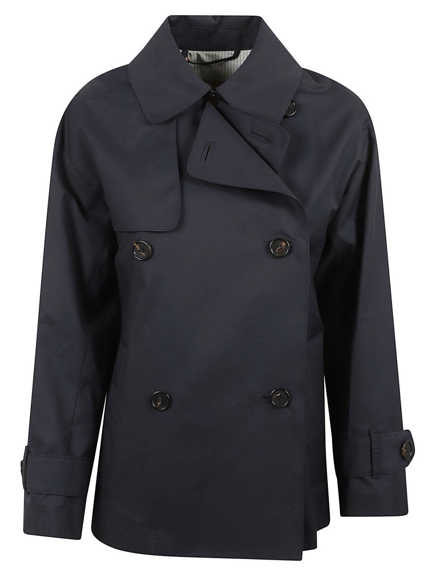 Max Mara Double-Breasted Black Coat With Distinctive Flap