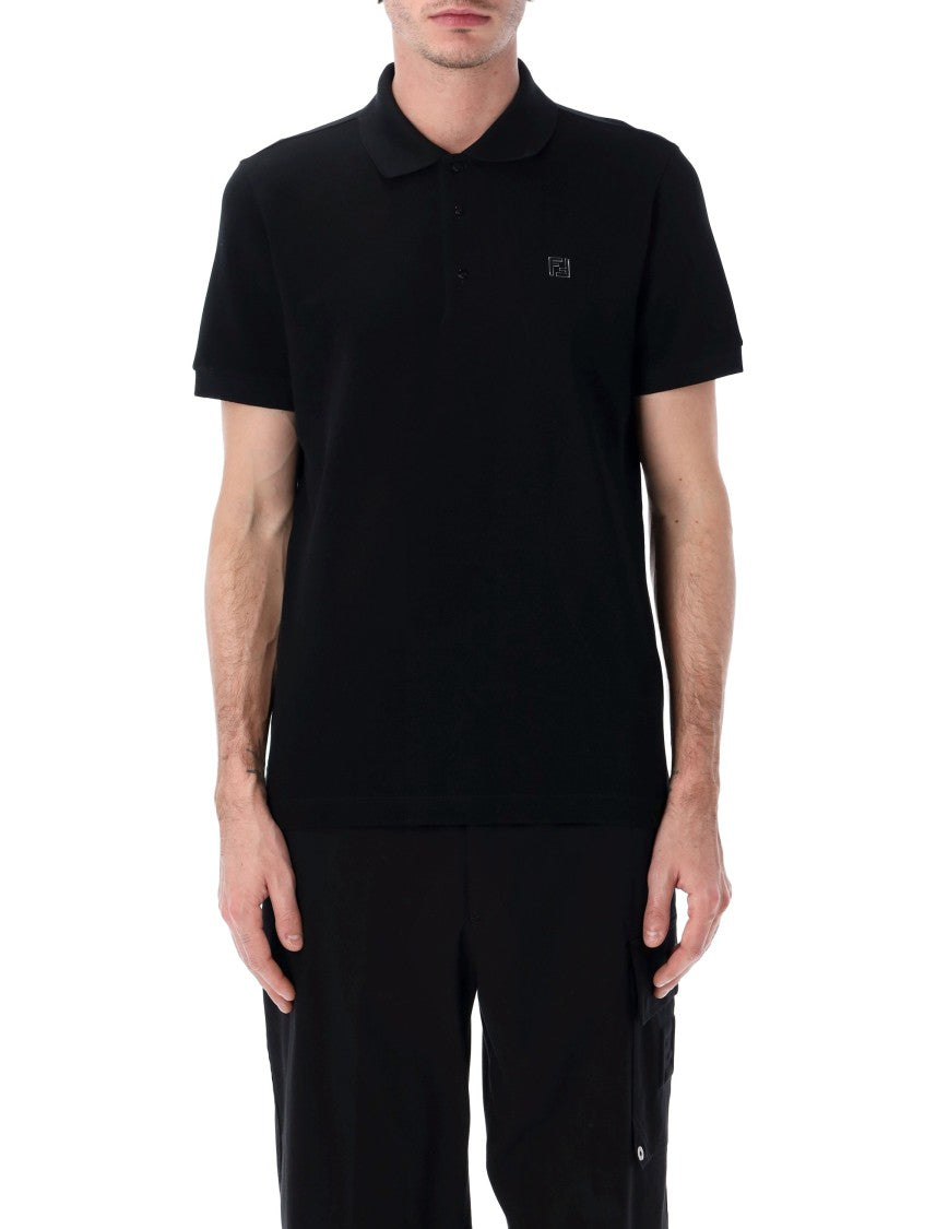Fendi Ff Cotton Piqué Polo With Palladium-Finish Logo