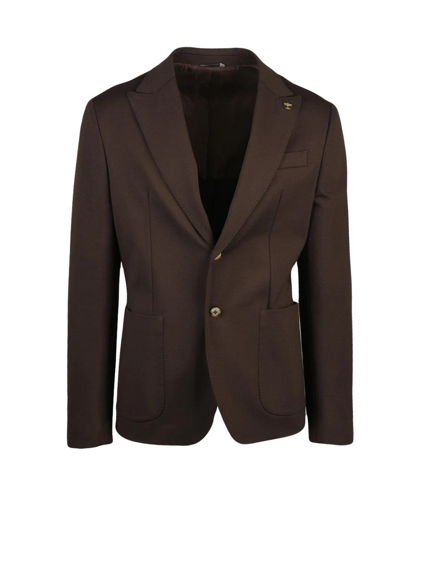 Havana & Co Brown Fitted Unlined Viscose-Blend Blazer
