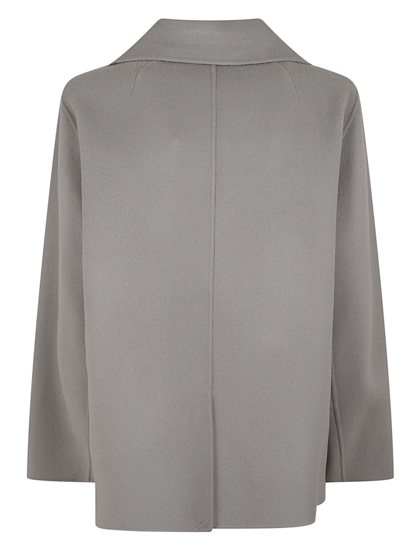 Max Mara Double-Breasted Short Peacoat With Gold Metal Buttons