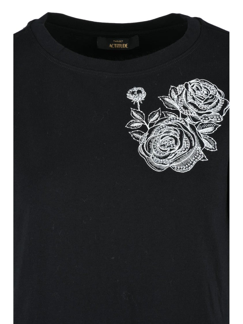 Twinset Actitude Black Lace Cotton Maxi Dress