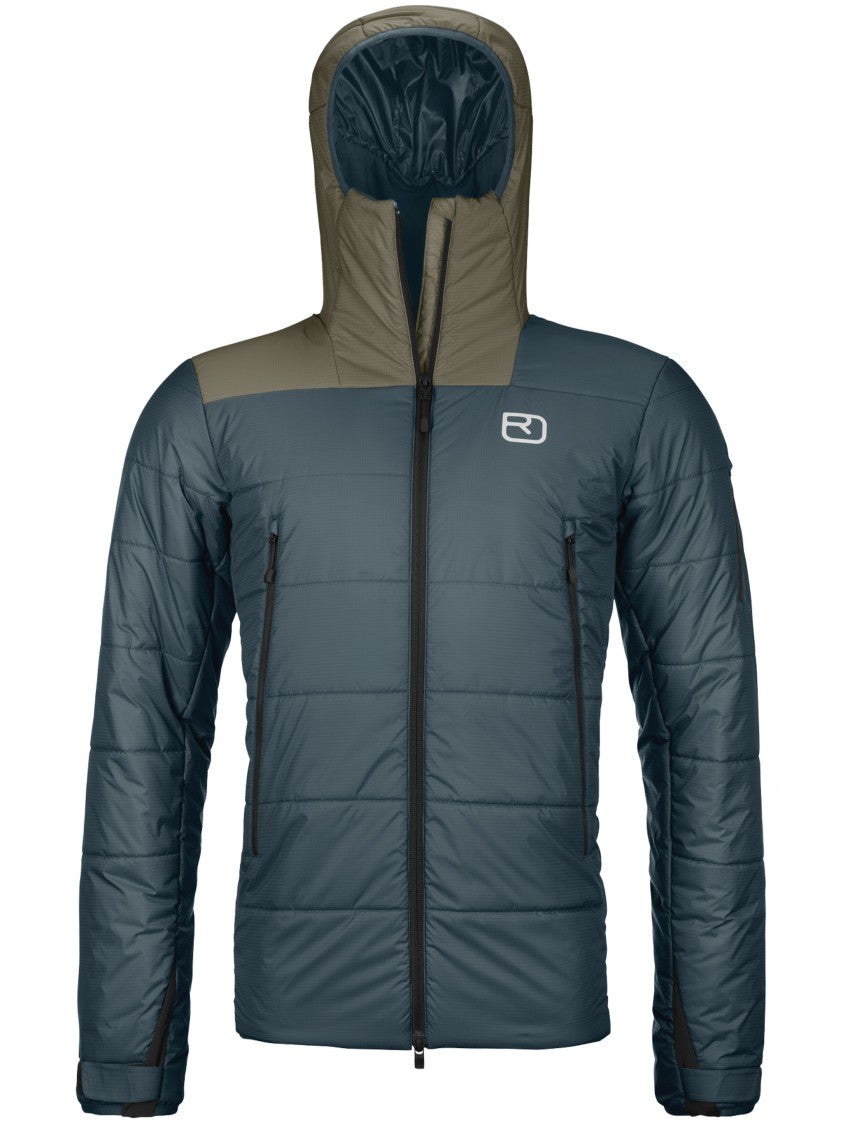 Ortovox Blue Swisswool Zinal Quilted Hooded Ski Jacket