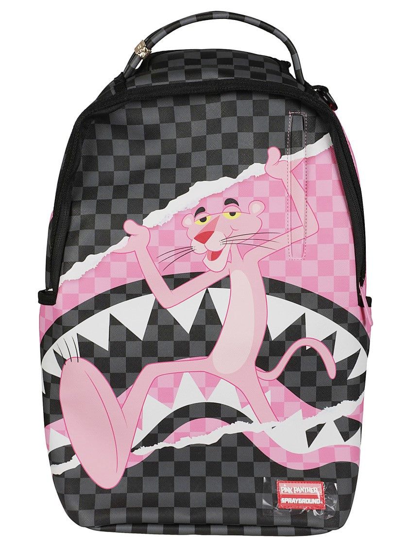 Sprayground Checkerboard Graphic Backpack With Pink Panther Motif