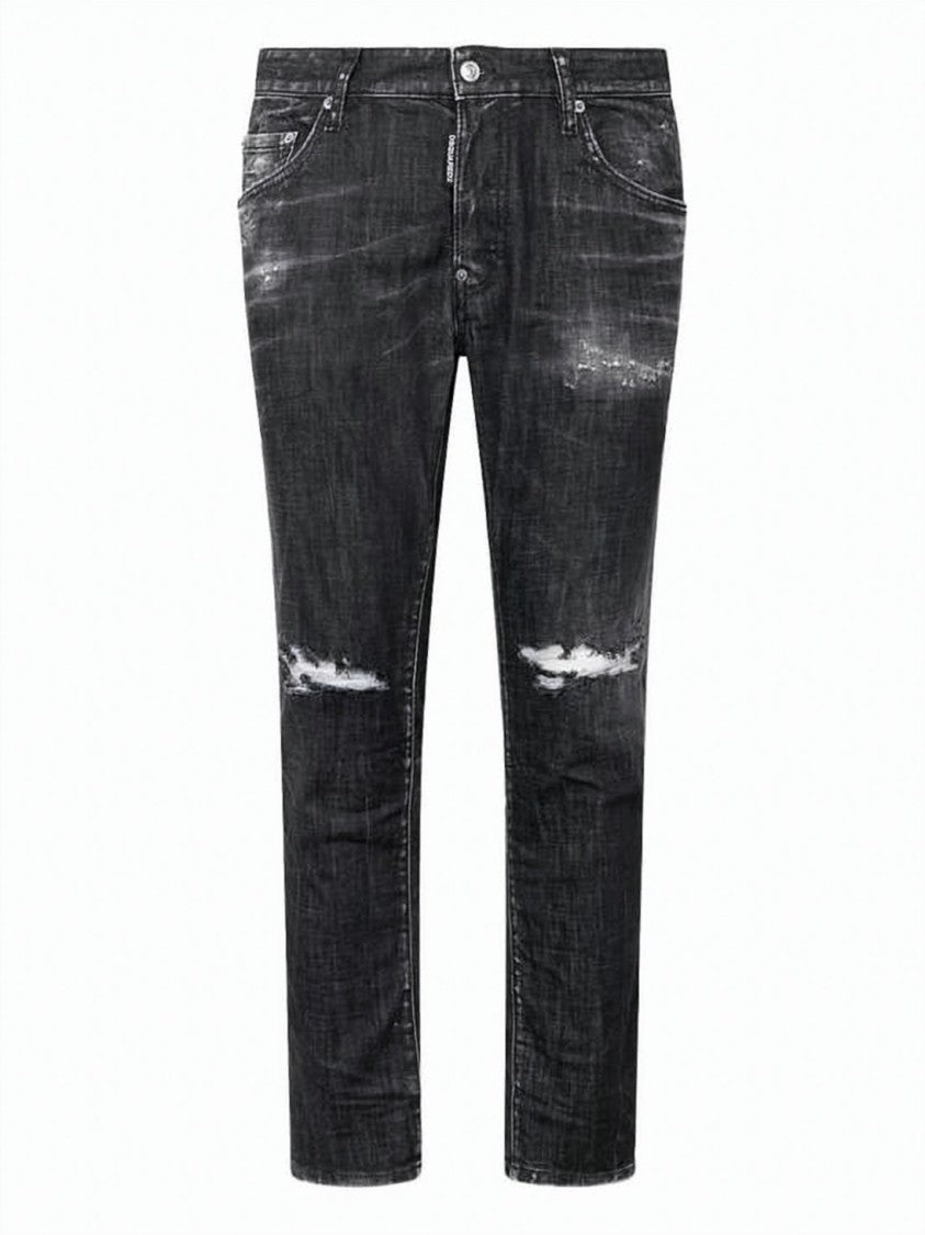 Dsquared2 Black Slim Fit Distressed Denim Pants