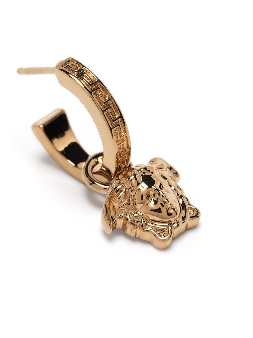 Versace Gold Polished Greca Hoop Earrings