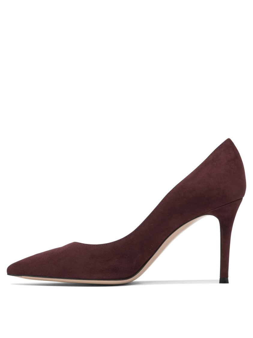 Gianvito Rossi Pointed Toe Burgundy Suede Pumps