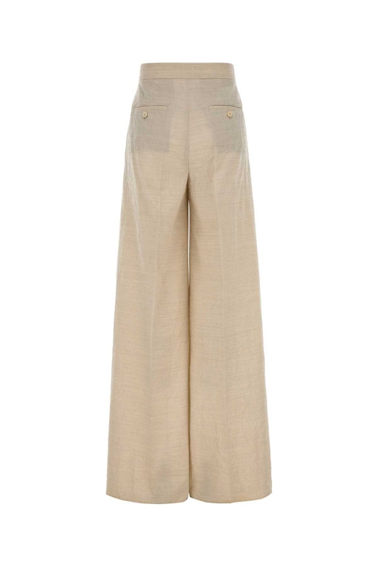 Max Mara Sand Wool Acinoso Wide-Leg Pant