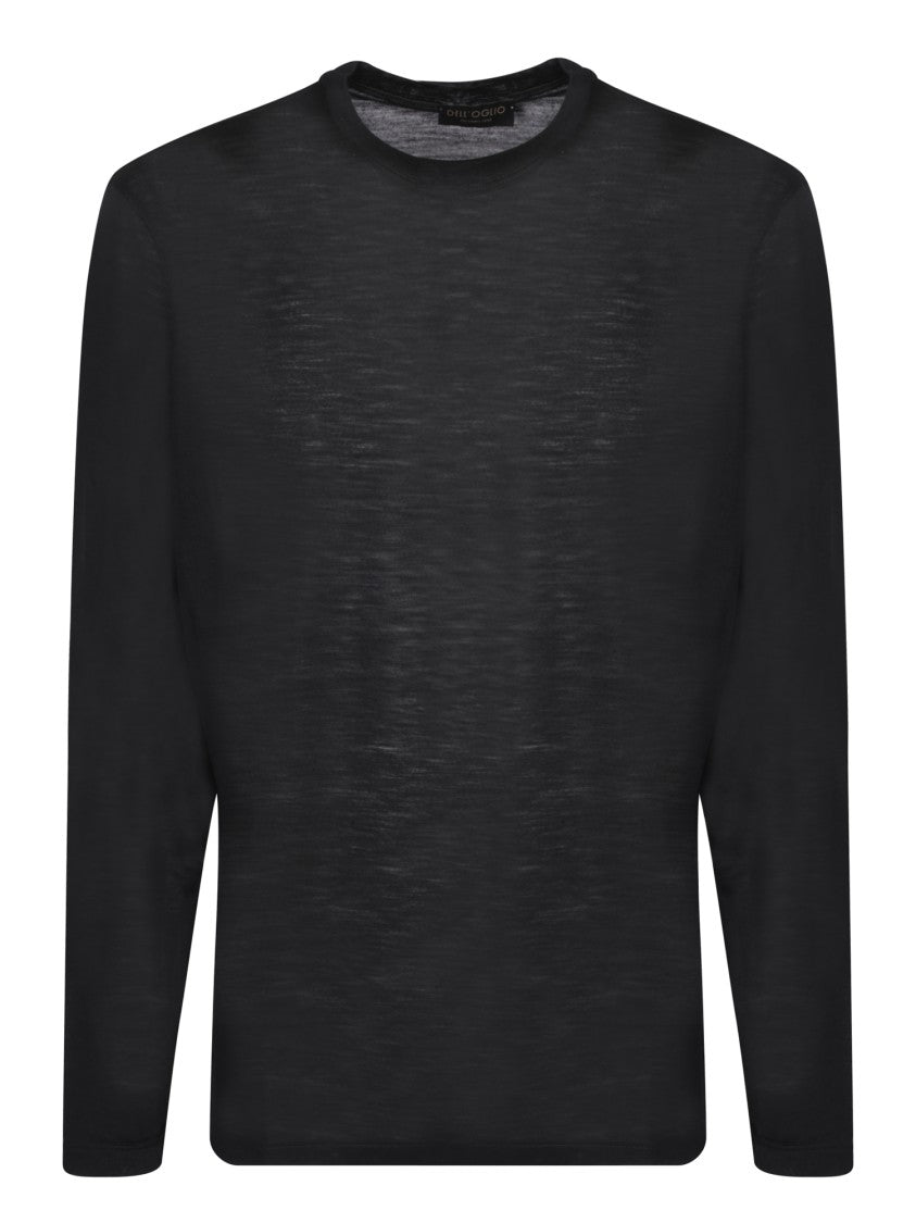 Dell'oglio Black Jersey And Wool T-Shirt