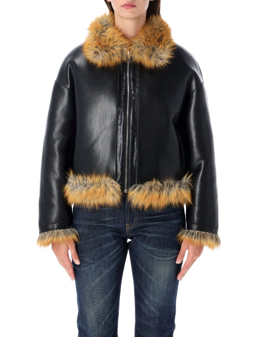 Sword Jacket Eco Faux High-Collar Cropped Faux Fur Jacket