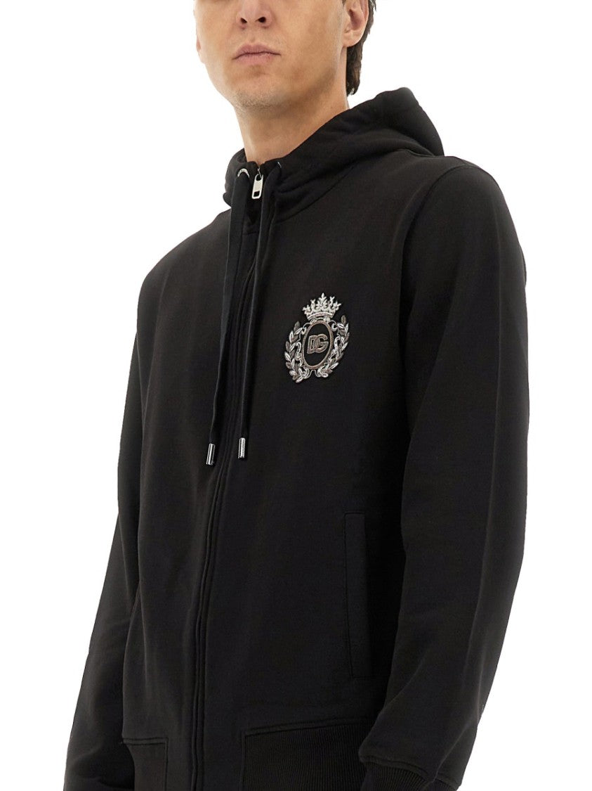 Dolce & Gabbana Black Zip-Up Sweatshirt