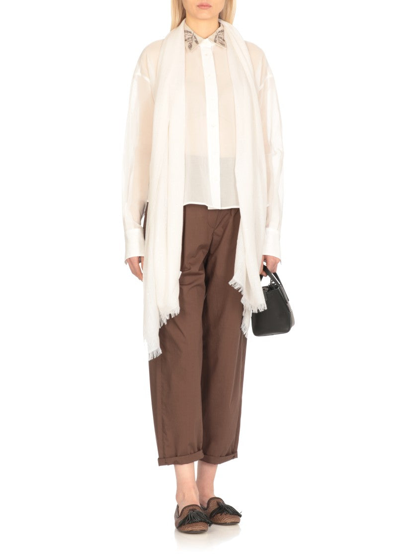 Brunello Cucinelli Lightweight Cotton Shirt With Contrasting Details