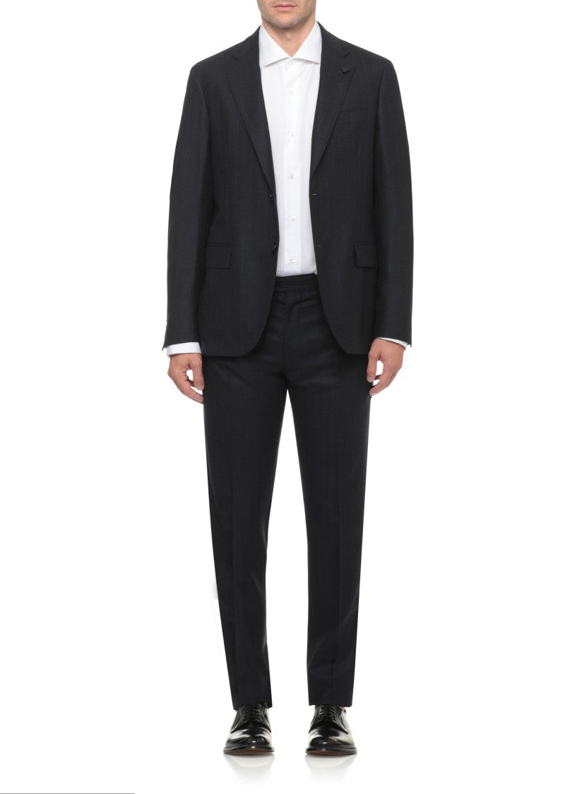 Lardini Blue Pinstriped Tailored Wool Suit