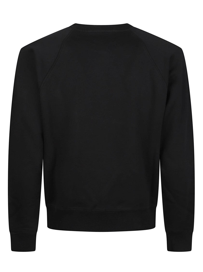 Tom Ford Minimalist Black Raglan Crewneck Cotton Sweatshirt