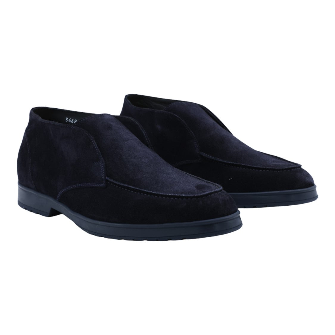 Doucal's Minimalist Black Suede Boots With Moc Toe Detail