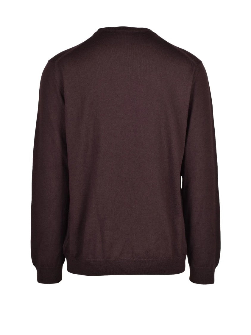 Slowear By Zanone Brown Virgin Wool Crewneck Sweater