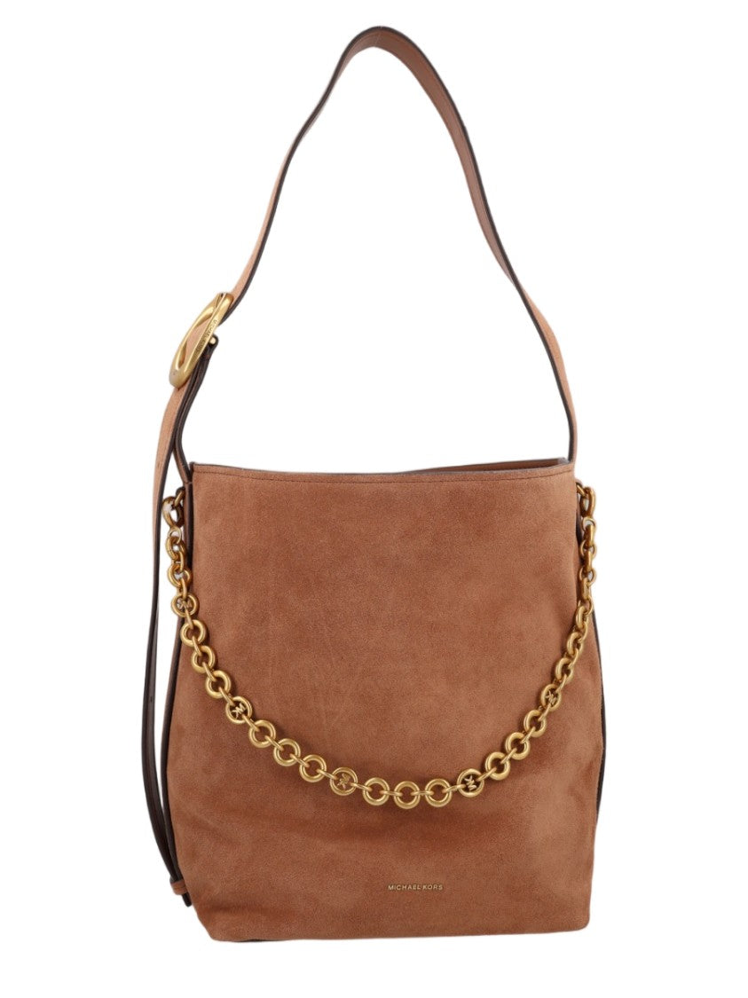 Michael Michael Kors Structured Suede Tote Bag With Gold-Tone Chain Detail