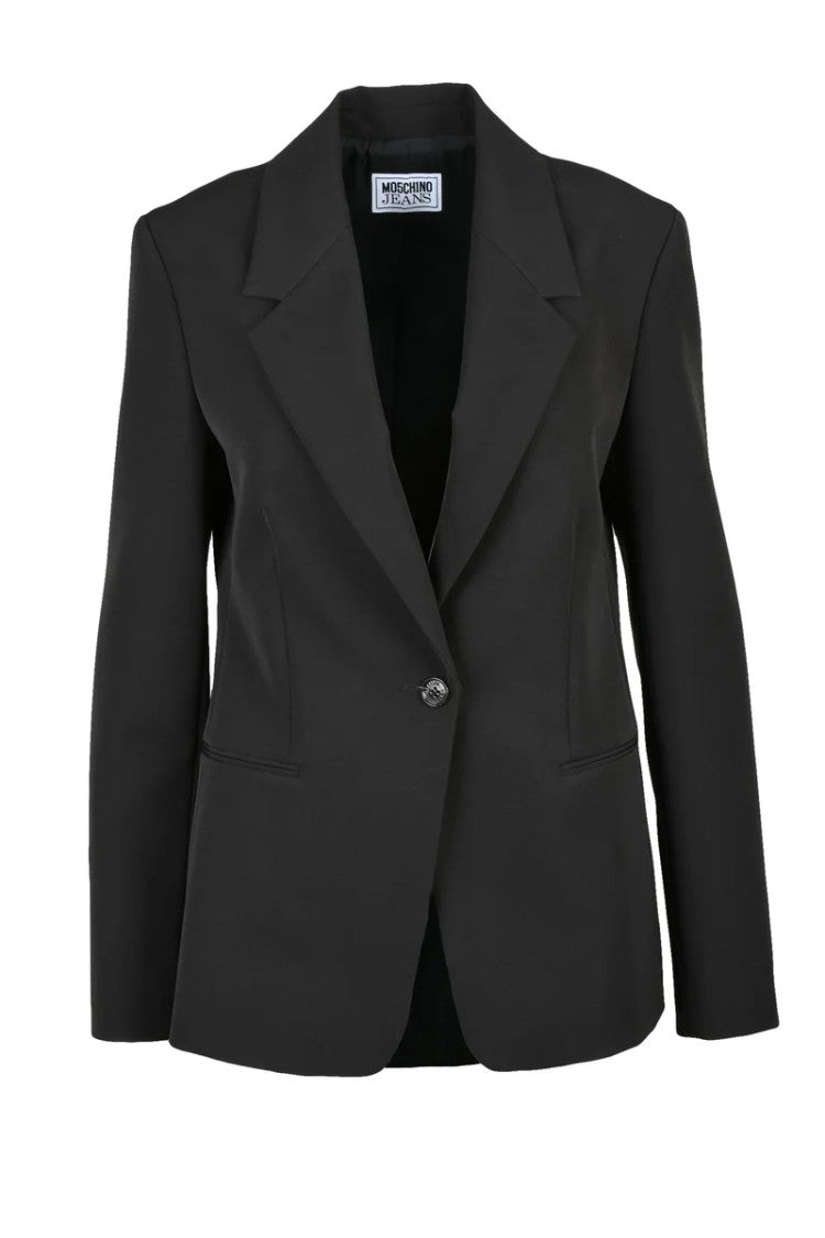 Mo5ch1no Jeans Structured Black Blazer With Single-Button Closure