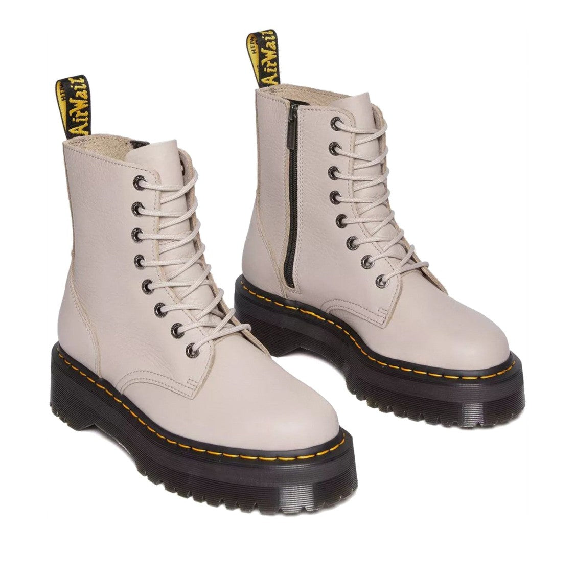 Dr. Martens Beige Jadon Iii Vintage Pisa Chunky Platform Leather Ankle Boots