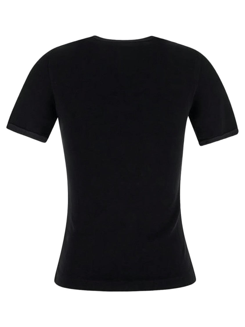 Courrèges Fitted Black T-Shirt With Round Neckline