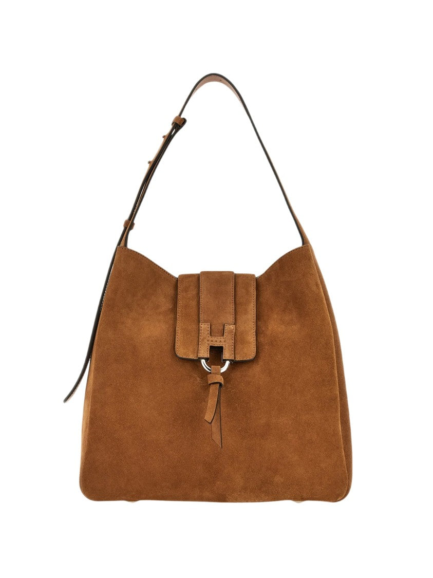 Hogan Borsa Medium Brown Suede Shoulder Bag