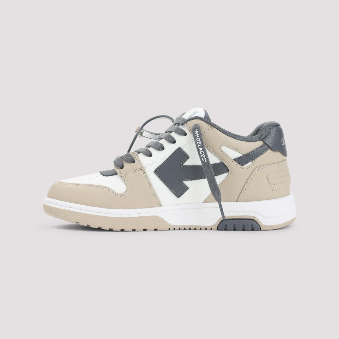 Off-White Low-Top Leather Sneakers With Unique Design
