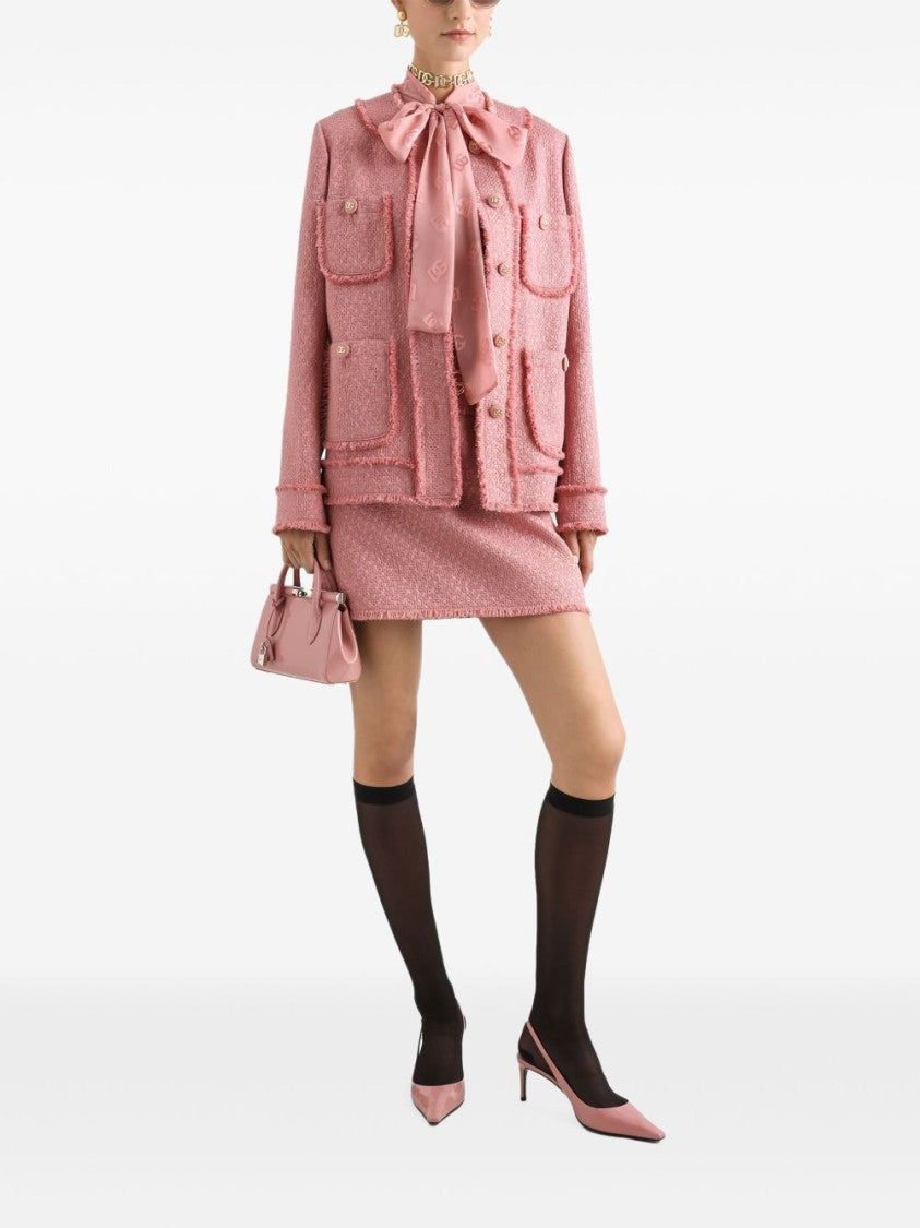 Dolce & Gabbana Textured Pink Jacket With Tailored Silhouette