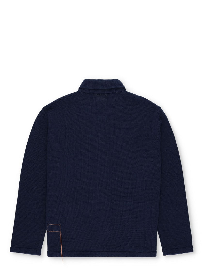 Fortela Navy Blue Cotton Knit Cardigan