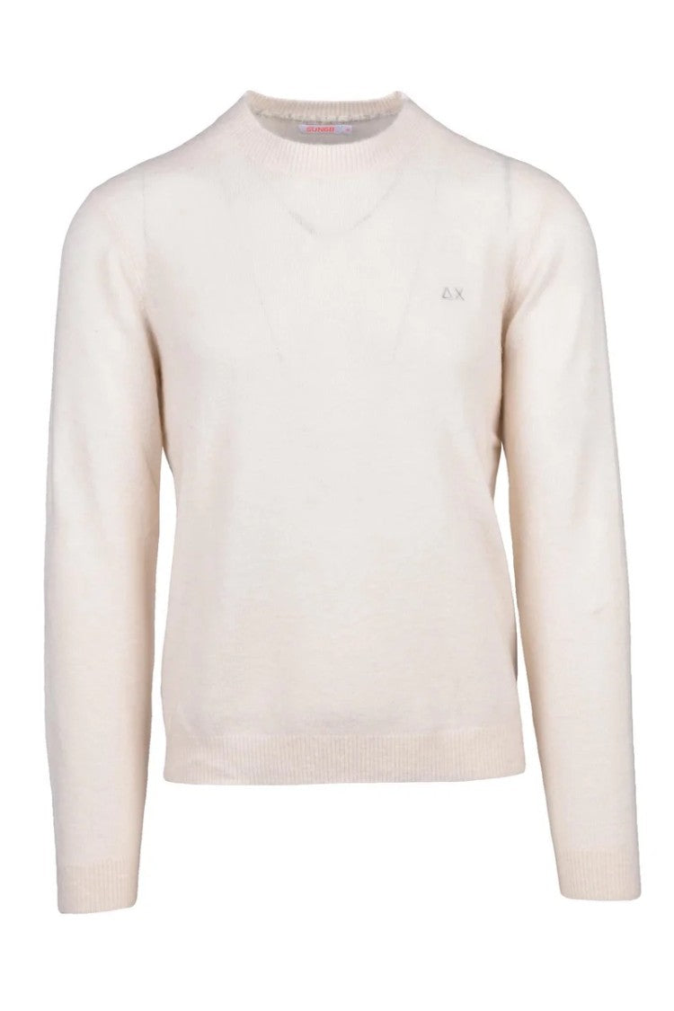 Sun68 White Fine-Knit Crewneck Pullover