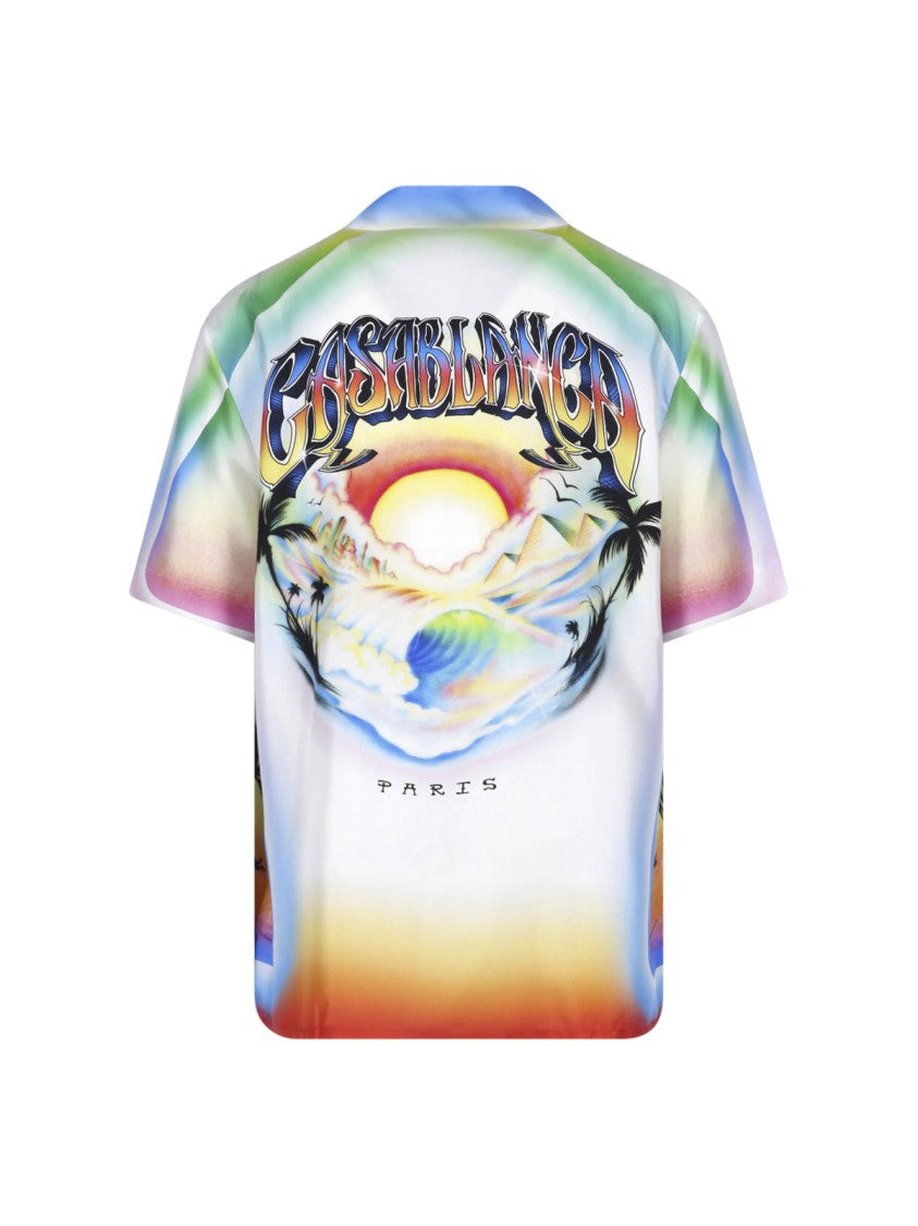 Casablanca Gradient Short-Sleeve Shirt With Sunset Print