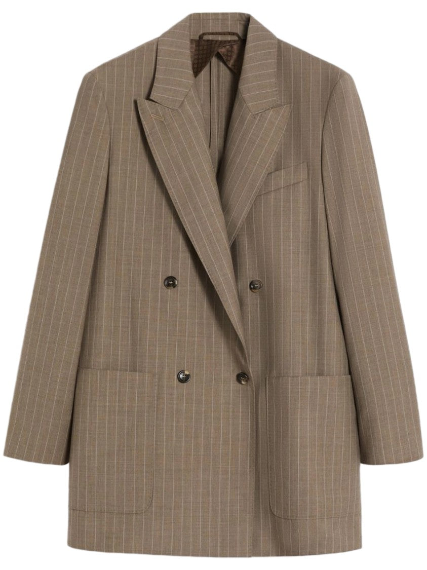 Max Mara Pinstripe Virgin Wool Double-Breasted Blazer