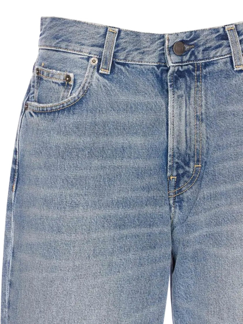 Haikure Blue Faded Leather Patch Jeans