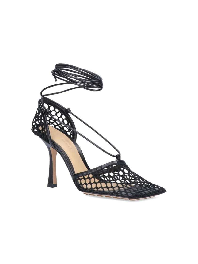 Bottega Veneta Perforated Leather Stiletto Shoes With Ankle Strap