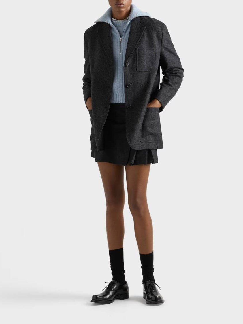 Prada Tailored Black Blazer With Oversized Fit And Notched Lapel