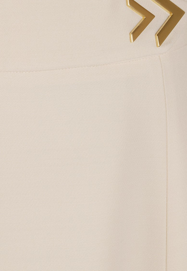 Valentino Garavani Cream Crepe Couture Midi Skirt With Gold Double V Button Closure