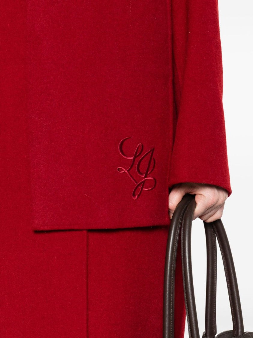 Liu Jo Double-Breasted Red Wool-Blend Coat