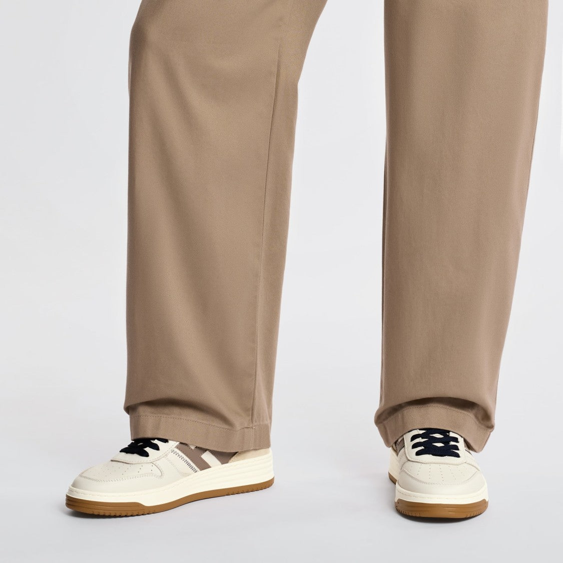 Hogan Refined Ivory Lace-Up Shoes With Suede Accents