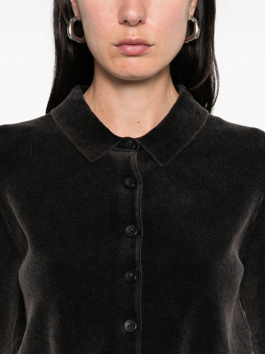 Alexander Wang Cropped Button-Up Sweater With Velvety Texture