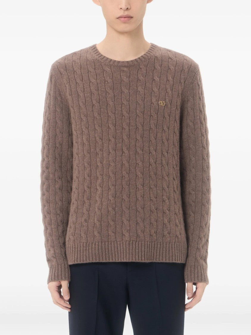 Valentino Finely Knitted Cashmere Sweater With Classic Cable Knit