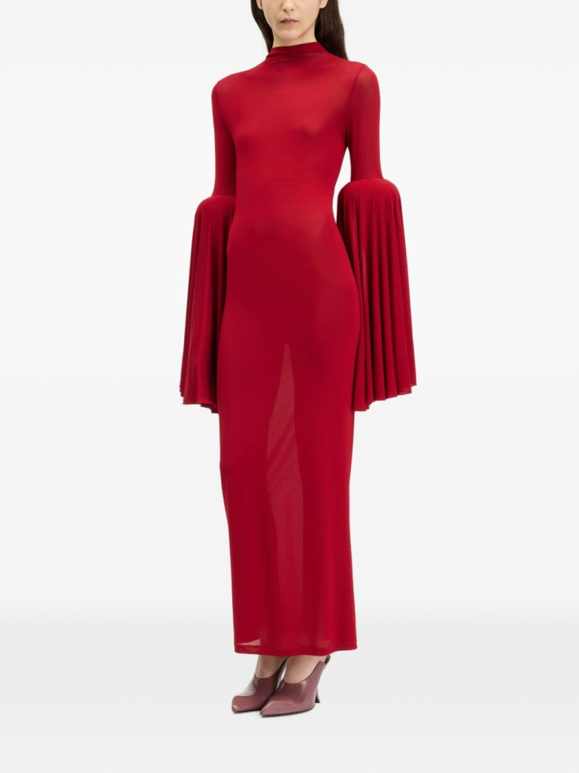 Jean Paul Gaultier Floor-Length Bell Sleeve Dress With High Neckline