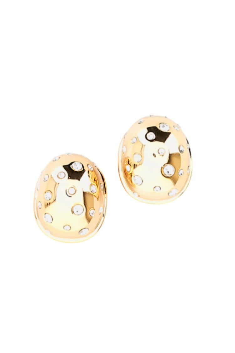 Self-Portrait Gold Curved Crystal Brass Earrings