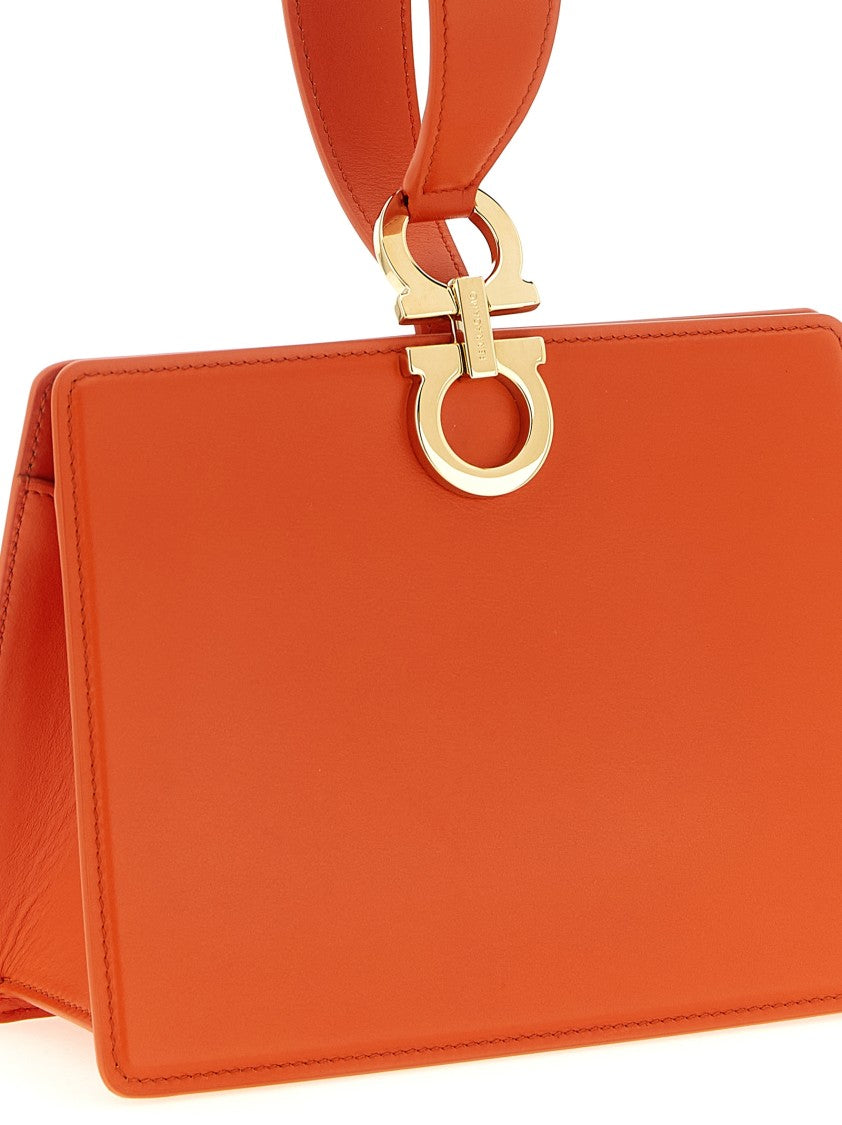 Ferragamo Leather Mini Clutch With Gancini Metal Detail