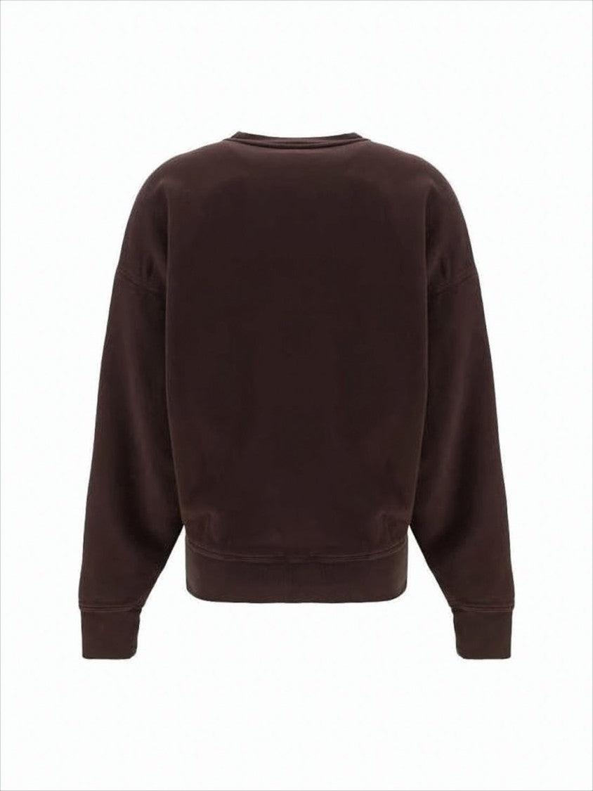 Saint Laurent Relaxed-Fit Brown Long-Sleeve Top With Crew Neckline