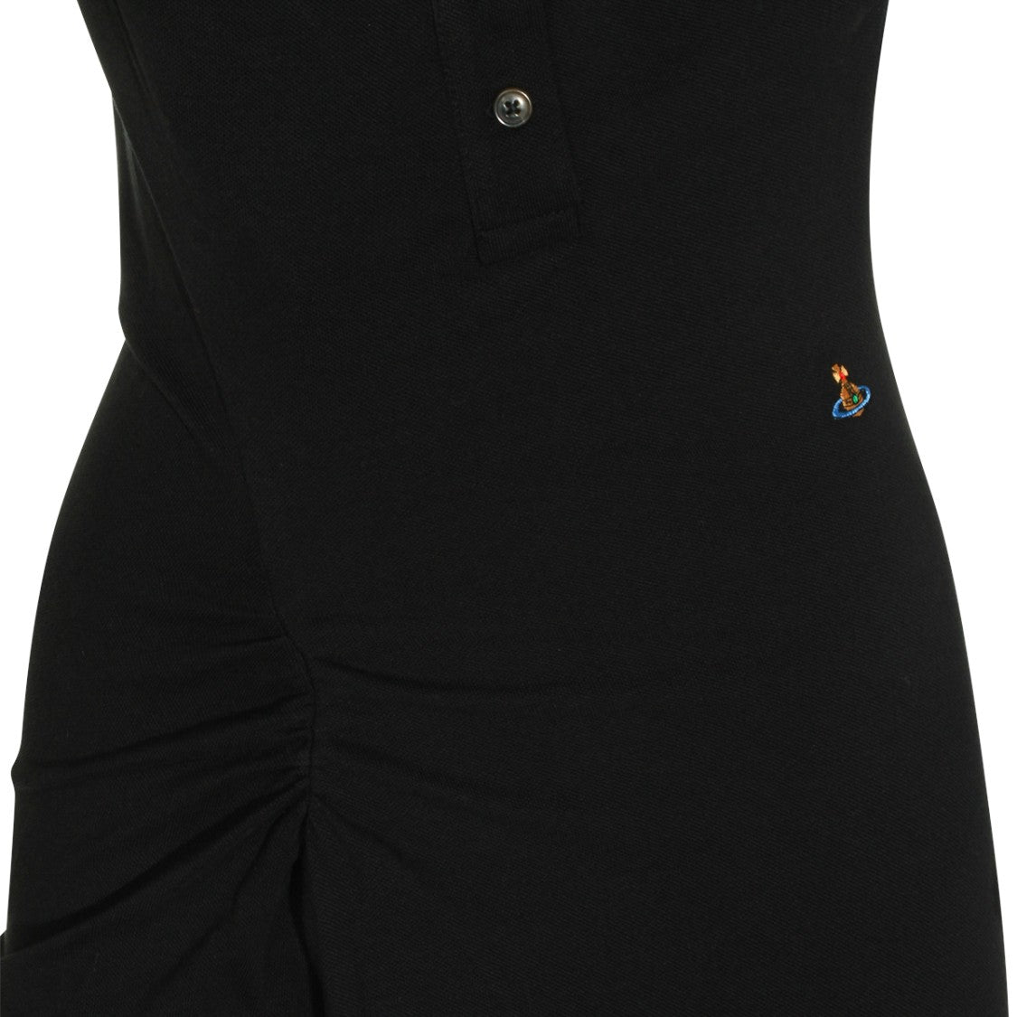 Vivienne Westwood Asymmetric Draped Black Cotton Midi Dress With Contrasting Collar