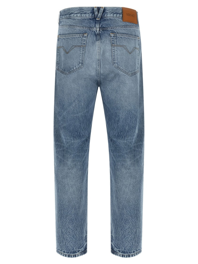 Versace Straight-Leg Denim Jeans With Metal Detailing And Stud Accents