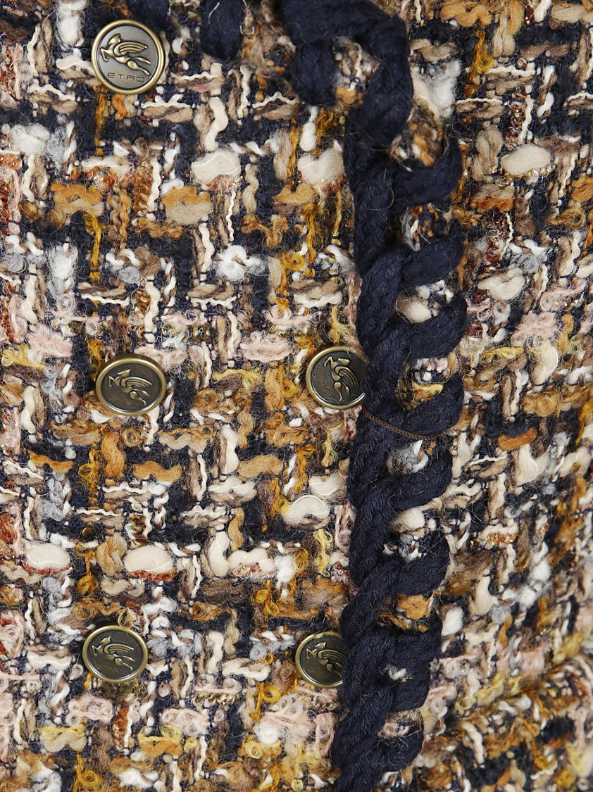 Etro Textured Tweed Jacket With Metallic Buttons